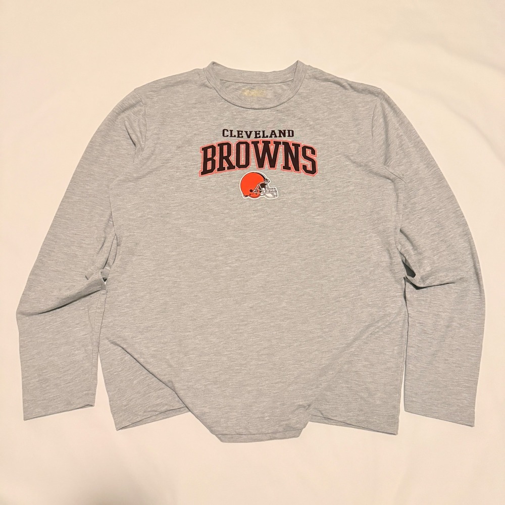 NFL Team Apparel Cleveland Browns Shirt Mens XL Gray Long Sleeve Graphic Tee